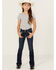 Image #1 - Shyanne Little Girls' Southwestern Floral Border Pocket Stretch Bootcut Denim Jeans , Blue, hi-res