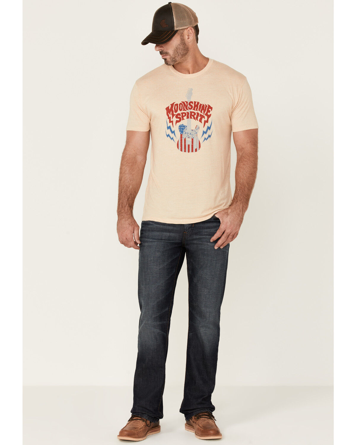 Image #2 - Moonshine Spirit Men's Guitar USA Graphic Short Sleeve T-Shirt, White, hi-res