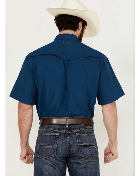 Image #4 - Wrangler Men's Solid Long Sleeve Snap Performance Western Shirt - Tall , Navy, hi-res
