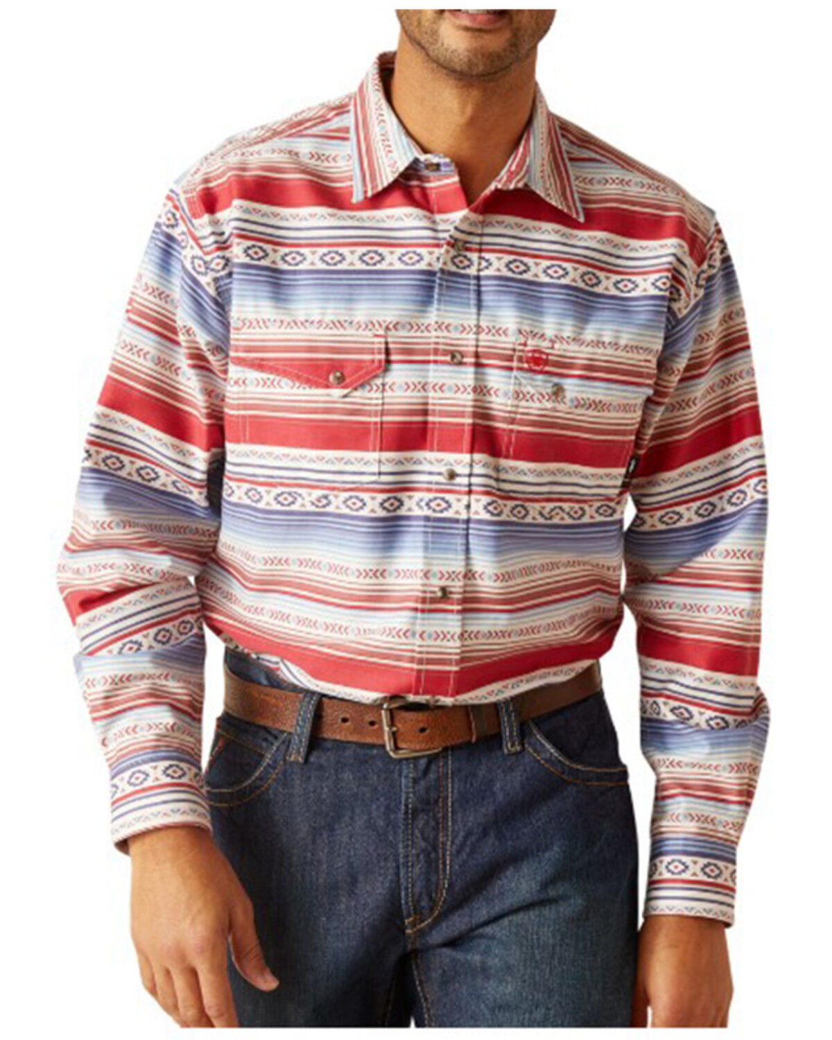 Image #1 - Ariat Men's FR Conestoga Striped Long Sleeve Snap Work Shirt, Multi, hi-res