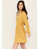 Image #2 - Wild Moss Women's Ditsy Floral Print Cut Out Mini Dress, Mustard, hi-res