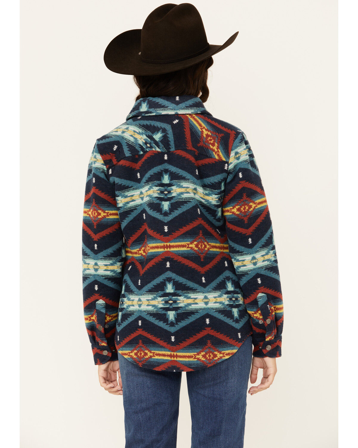 Image #4 - Panhandle Women's Southwestern Print Wool Jacket, Navy, hi-res