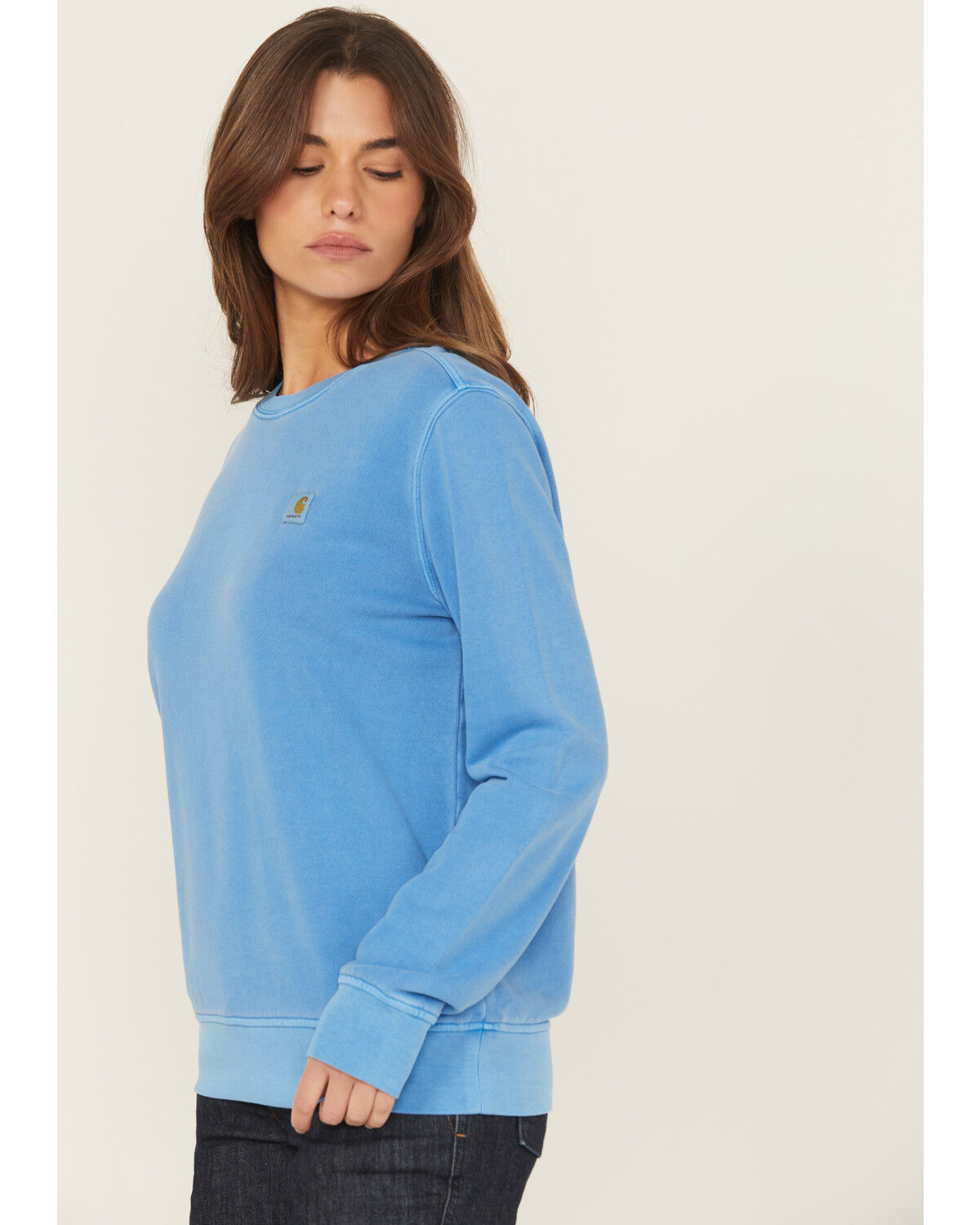Image #2 - Carhartt Women's TENCEL™ Fiber Series Relaxed Fit Midweight French Terry Sweatshirt, Blue, hi-res