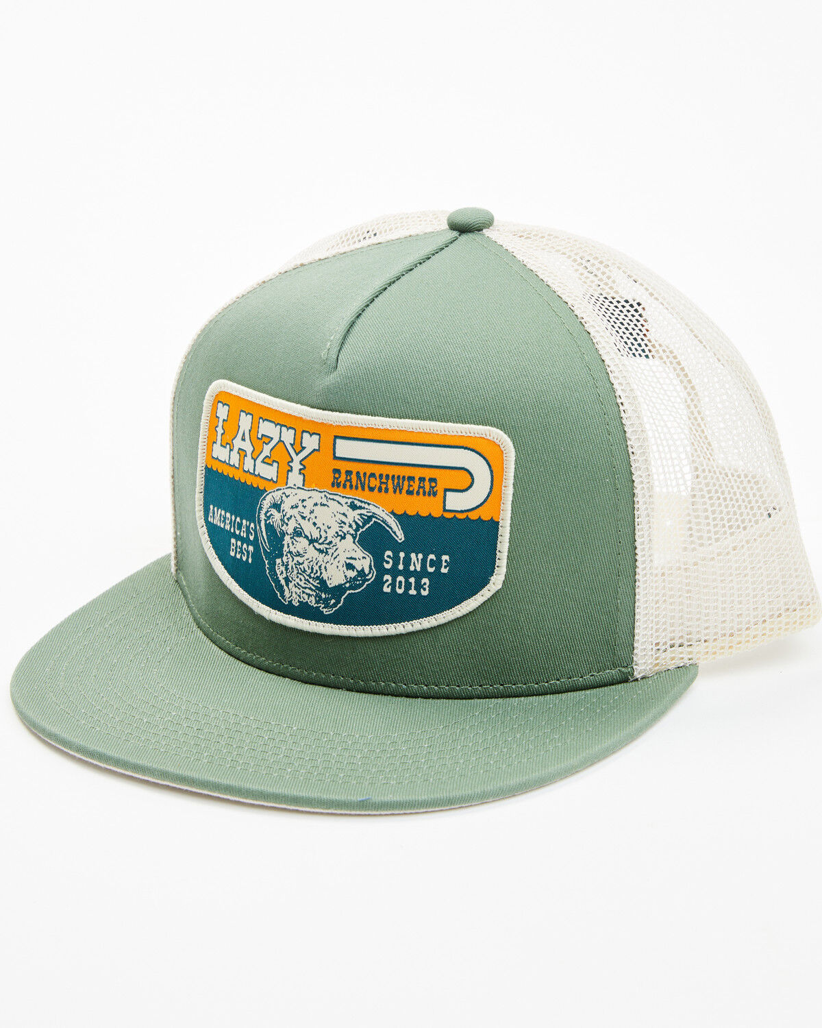 Image #1 - Lazy J Ranch Wear Men's Americas Best Trucker Cap, Green, hi-res