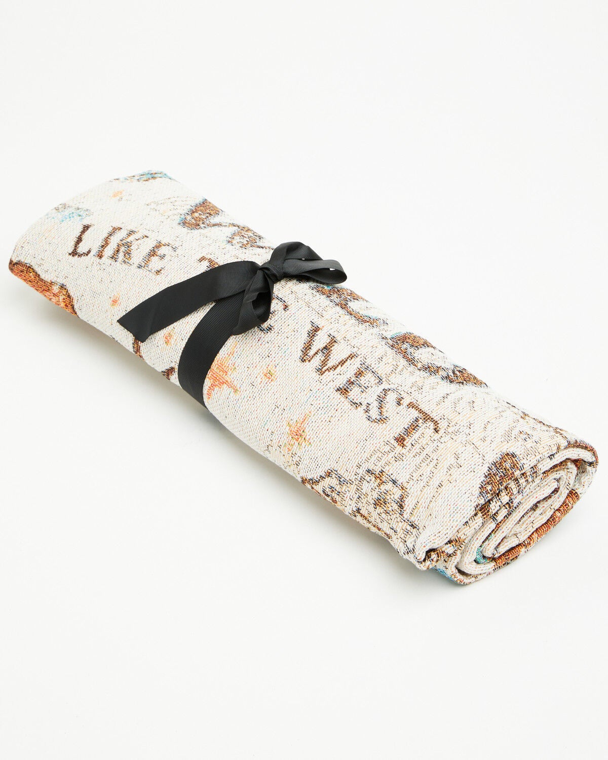 Image #1 - Boot Barn Wild Like The West Jacquard Throw Blanket, Cream, hi-res