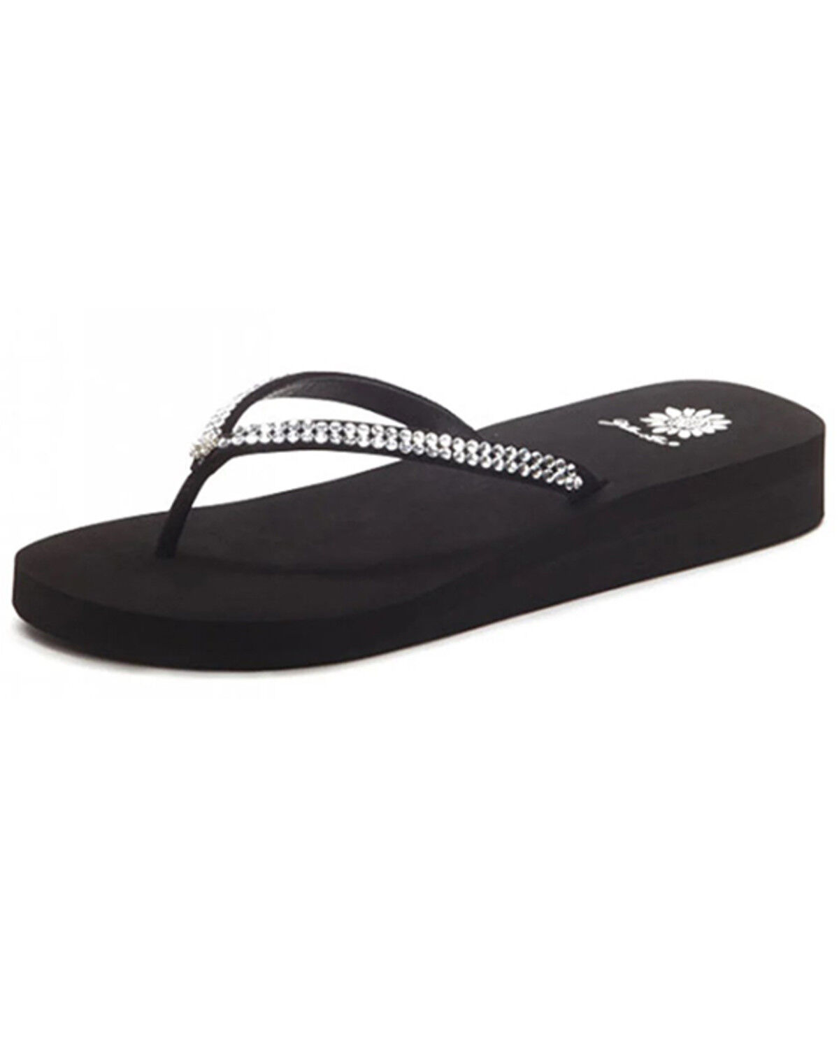 Image #1 - Yellow Box Women's Jello Rhinestone Sandals, Black, hi-res