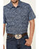 Rock & Roll Denim Men's Paisley Print Short Sleeve Western Shirt , Blue, hi-res