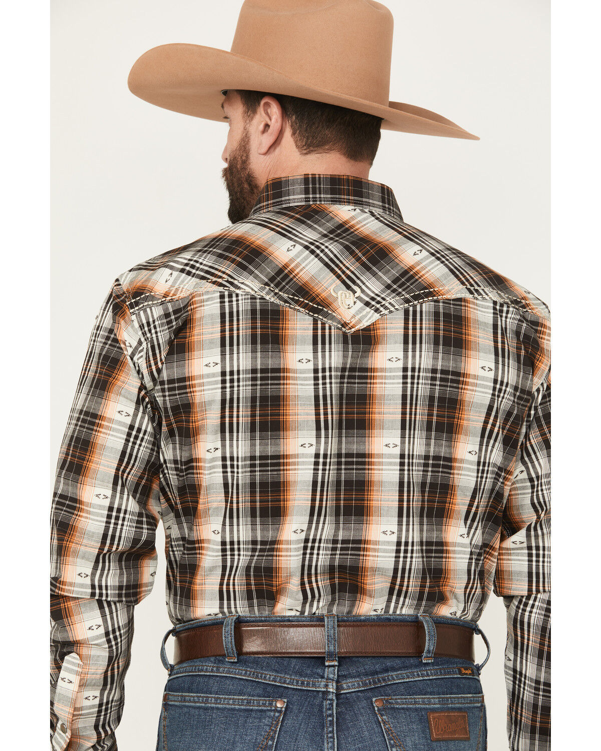 Image #4 - Cowboy Hardware Men's Plaid Print Long Sleeve Snap Stretch Western Shirt, , hi-res