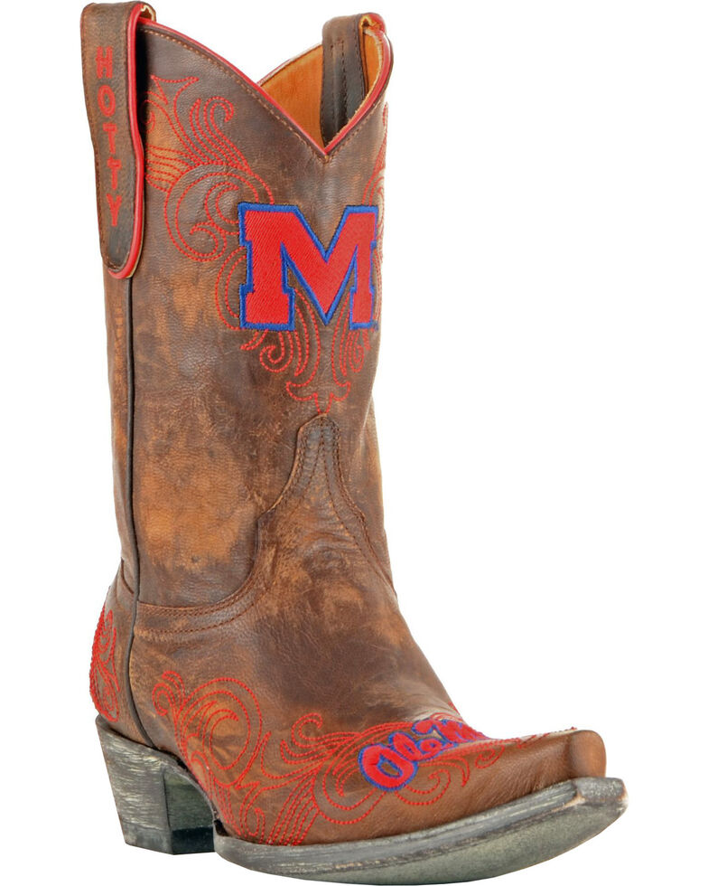 Gameday University of Mississippi Cowgirl Boots - Snip Toe, Brass, hi-res
