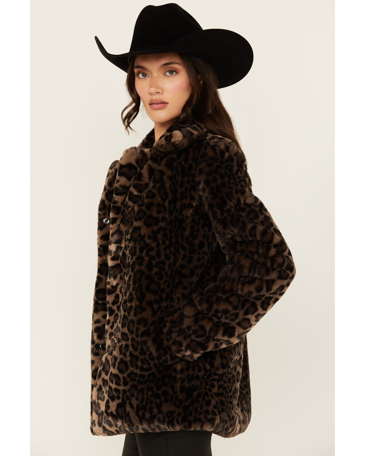 Image #2 - Shyanne Women's Leopard Print Faux Fur Jacket, Charcoal, hi-res
