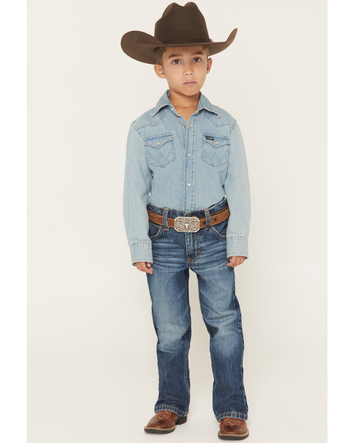 Image #1 - Wrangler 20X Little Boys' Dark Wash Slim Bootcut Stretch Denim Jeans, Dark Wash, hi-res