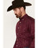 Ariat Men's Vernell Paisley Print Long Sleeve Button-Down Shirt - Tall, Magenta, hi-res