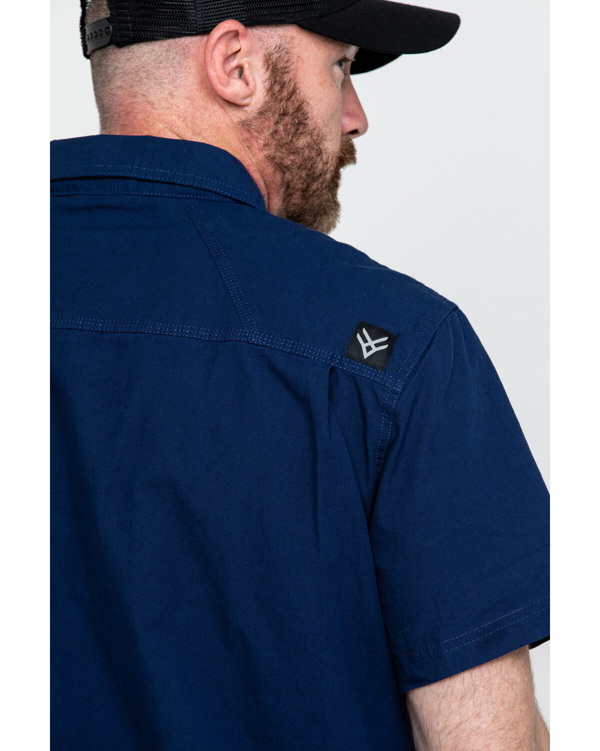 Image #5 - Hawx Men's Navy Solid Yarn Dye Two Pocket Short Sleeve Work Shirt - Tall, Navy, hi-res