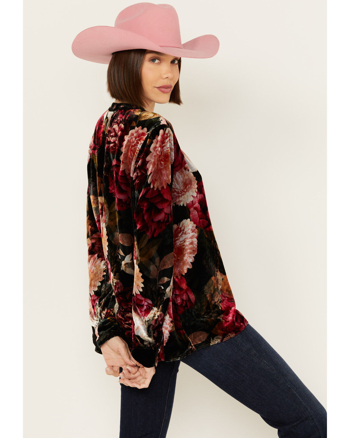 Image #4 - Johnny Was Women's Rose Floral Velvet Long Sleeve Shirt, Multi, hi-res