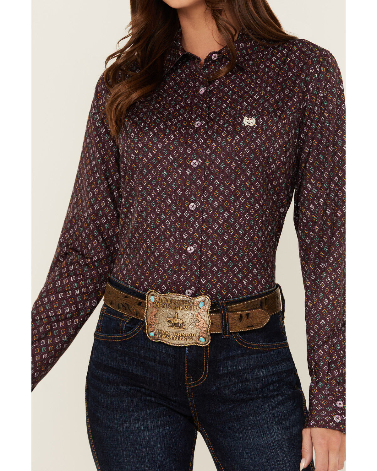 Image #3 - Cinch Women's ARENAFLEX® Printed Long Sleeve Button-Down Western Shirt, Purple, hi-res