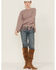 Image #2 - Beyond The Radar Women's Fringe Textured Mauve Pullover Sweater, , hi-res