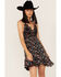 Free People Women's Adella Floral Print Sleeveless Slip Dress, Black, hi-res