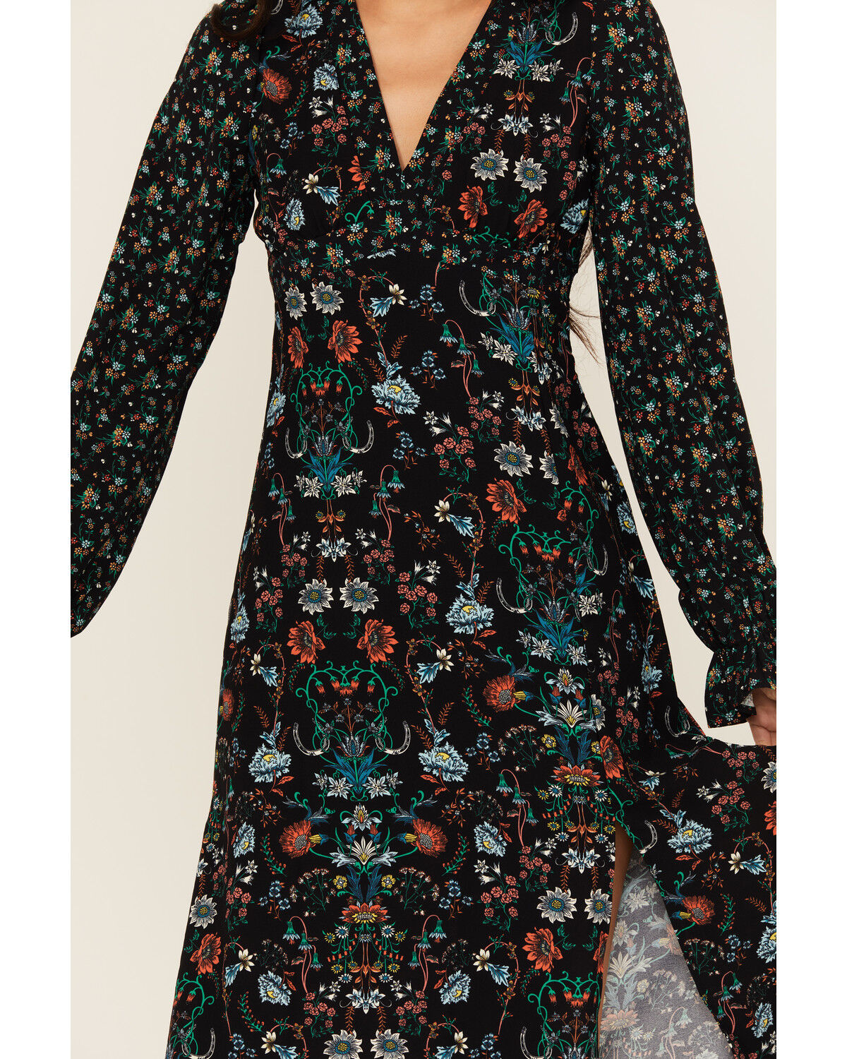 Image #3 - Rock & Roll Denim Women's Printed Long Sleeve Midi Dress, Black, hi-res