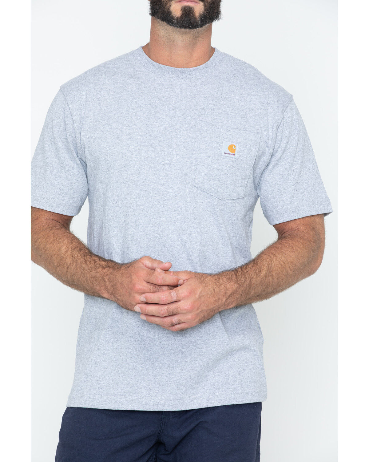 Image #2 - Carhartt Men's Loose Fit Heavyweight Logo Pocket Work T-Shirt - Big & Tall, Hthr Grey, hi-res