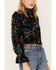 Image #2 - Shyanne Women's Burnout Floral Velvet Blouse, Black, hi-res