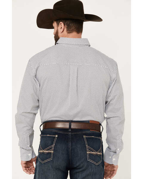 Image #4 - Wrangler Men's Classic Geo Long Sleeve Button Down Western Shirt, Navy, hi-res