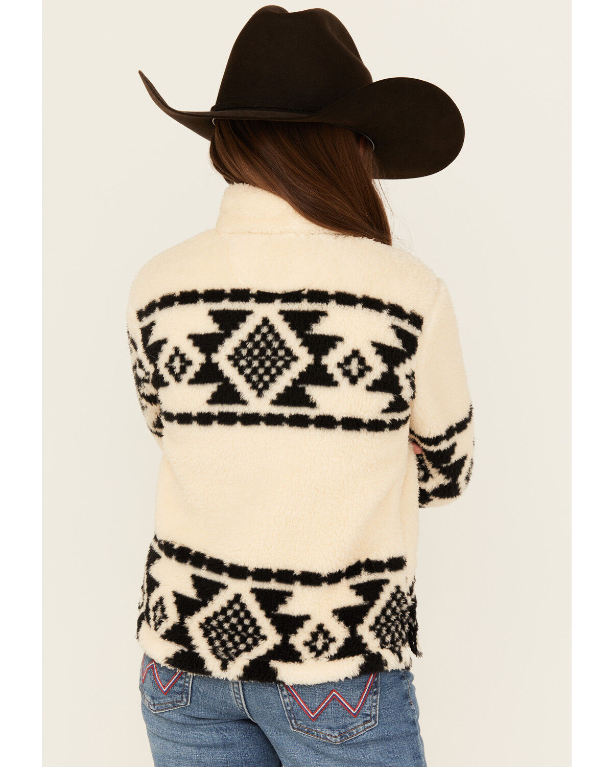 Image #4 - Roper Girls' Southwestern Print 1/4 Zip-Up Fleece Pullover, Cream, hi-res