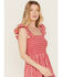 Image #2 - Yura Women's Smocked Checkered Mini Dress , Red, hi-res