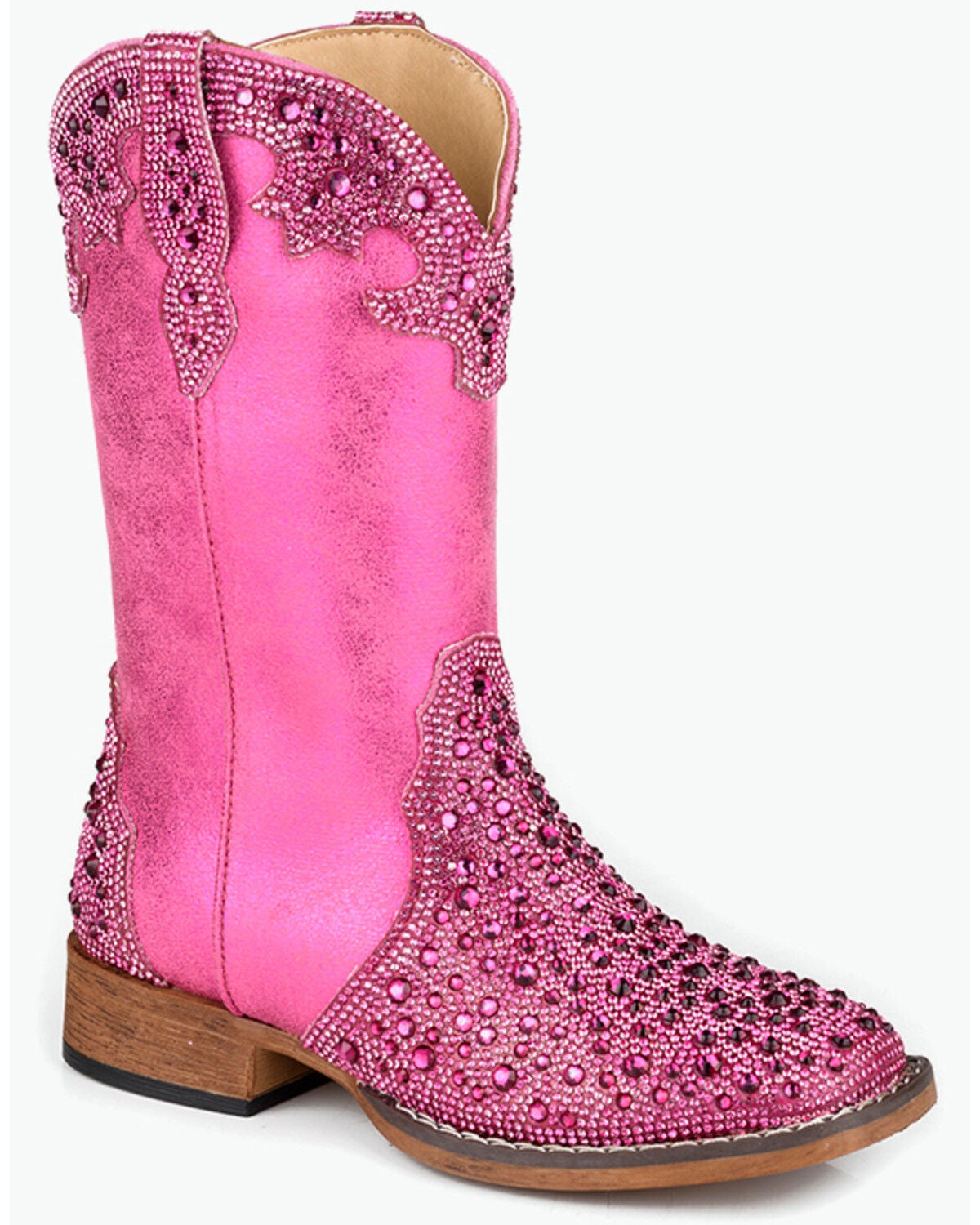 Image #1 - Roper Little Girls' Starlit Western Boots - Broad Square Toe, Pink, hi-res