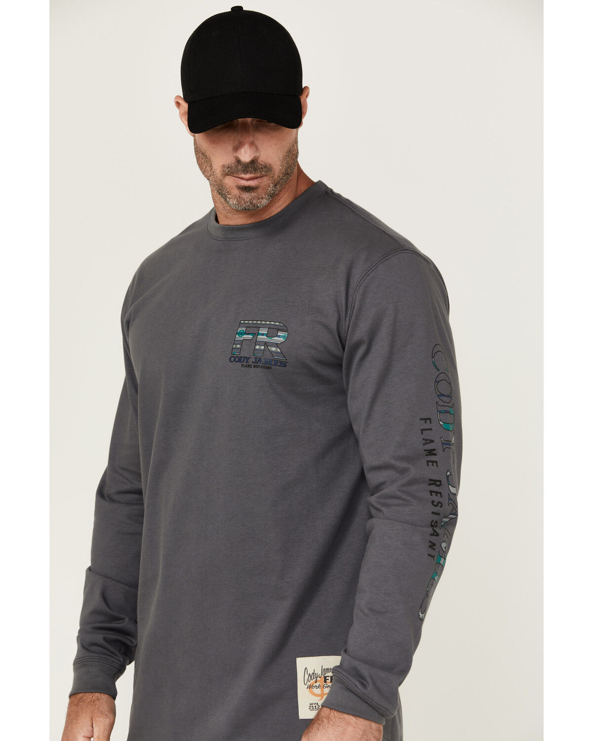 Image #3 - Cody James Men's FR Skull Long Sleeve Graphic T-Shirt, Charcoal, hi-res