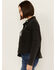 Image #2 - White Crow Women's Denim Knit Cropped Shacket, Black, hi-res