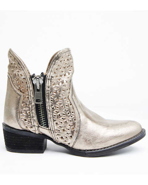 Circle G Women's Silver Cut Out Fashion Booties - Round Toe, Silver, hi-res