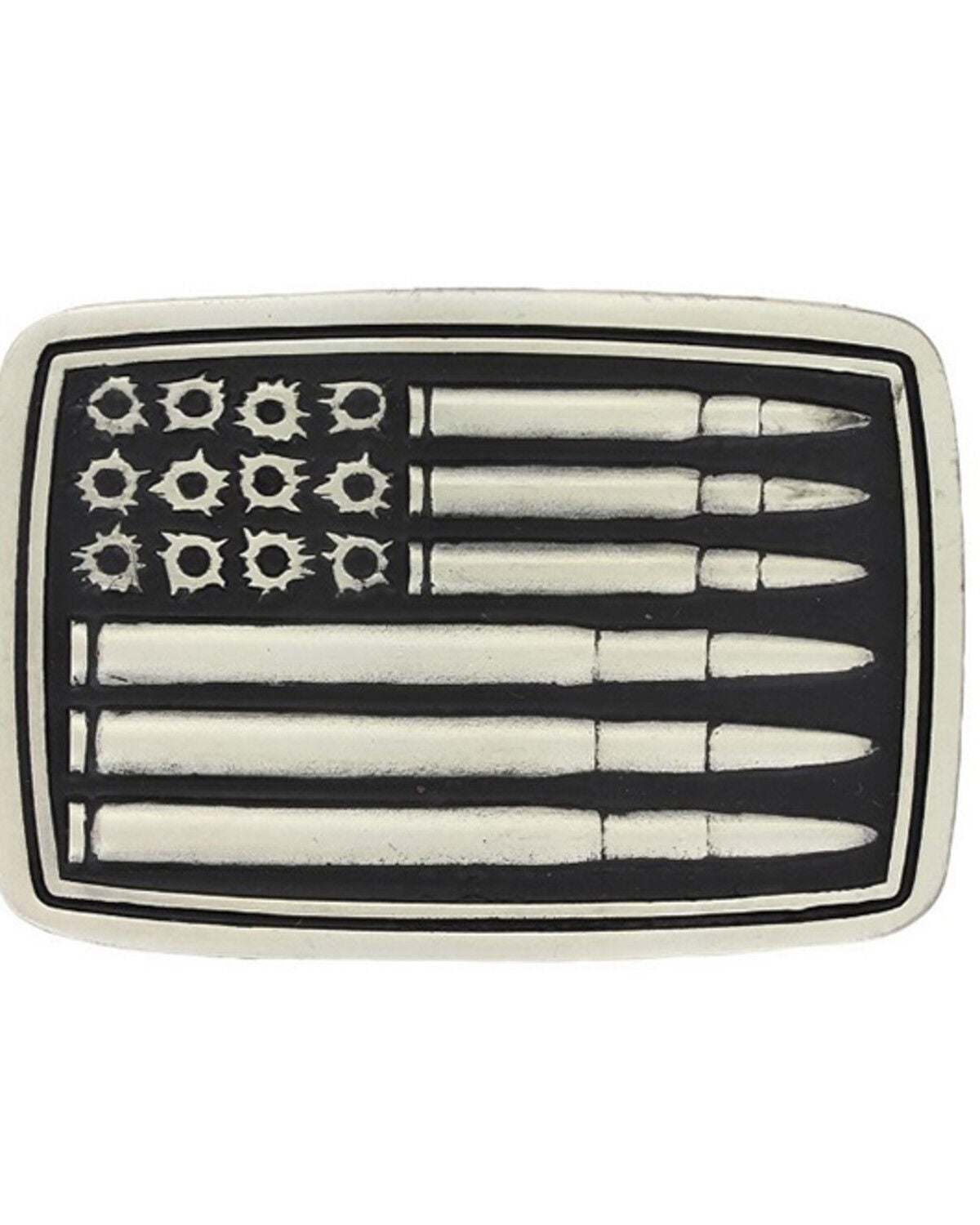 Image #1 - Montana Silversmiths Men's Silver Bullet Flag Attitude Buckle, Silver, hi-res