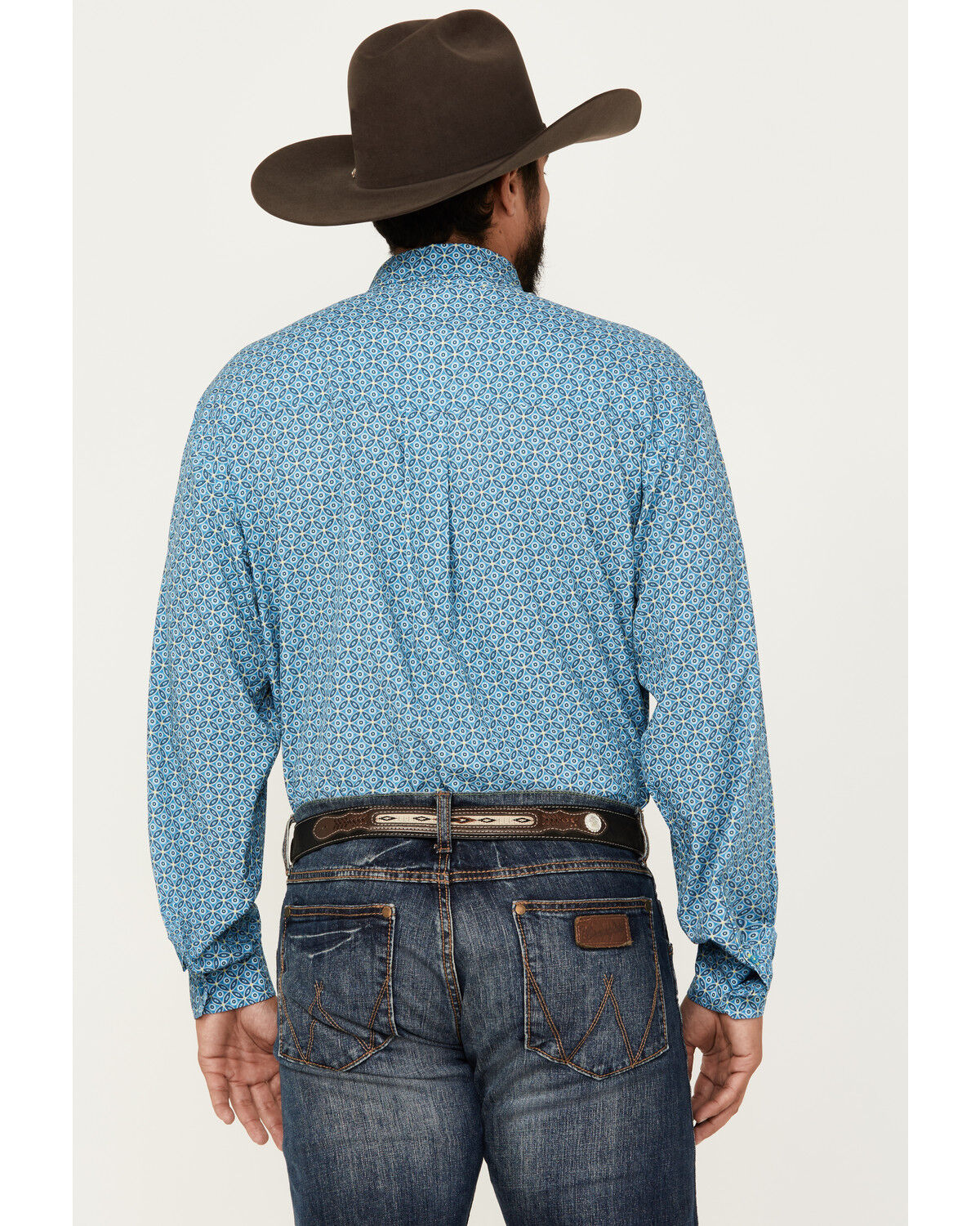 Image #4 - Cinch Men's ARENAFLEX® Geo Print Long Sleeve Button-Down Western Shirt, Blue, hi-res