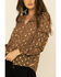 Mystree Women's Leopard Foil Puff Sleeve Blouse Top, Leopard, hi-res