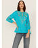 Image #1 - Johnny Was Women's Embroidered Mariposa Blouse, Blue, hi-res