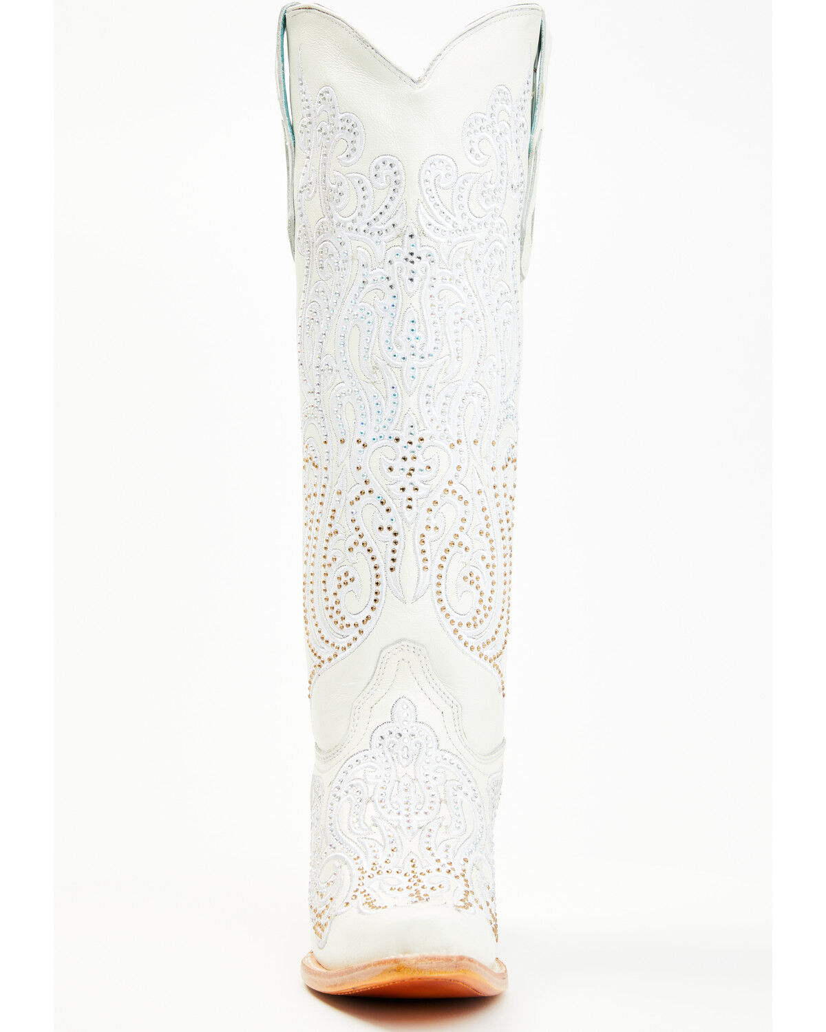 Image #4 - Corral Women's Crystal Embroidered Tall Western Boots - Snip Toe, White, hi-res