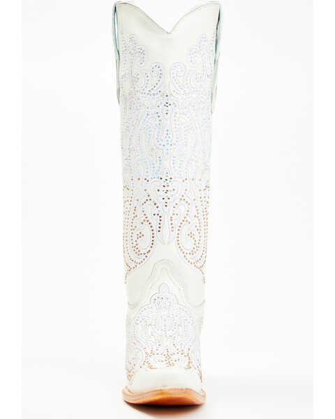 Image #4 - Corral Women's Crystal Embroidered Tall Western Boots - Snip Toe , White, hi-res