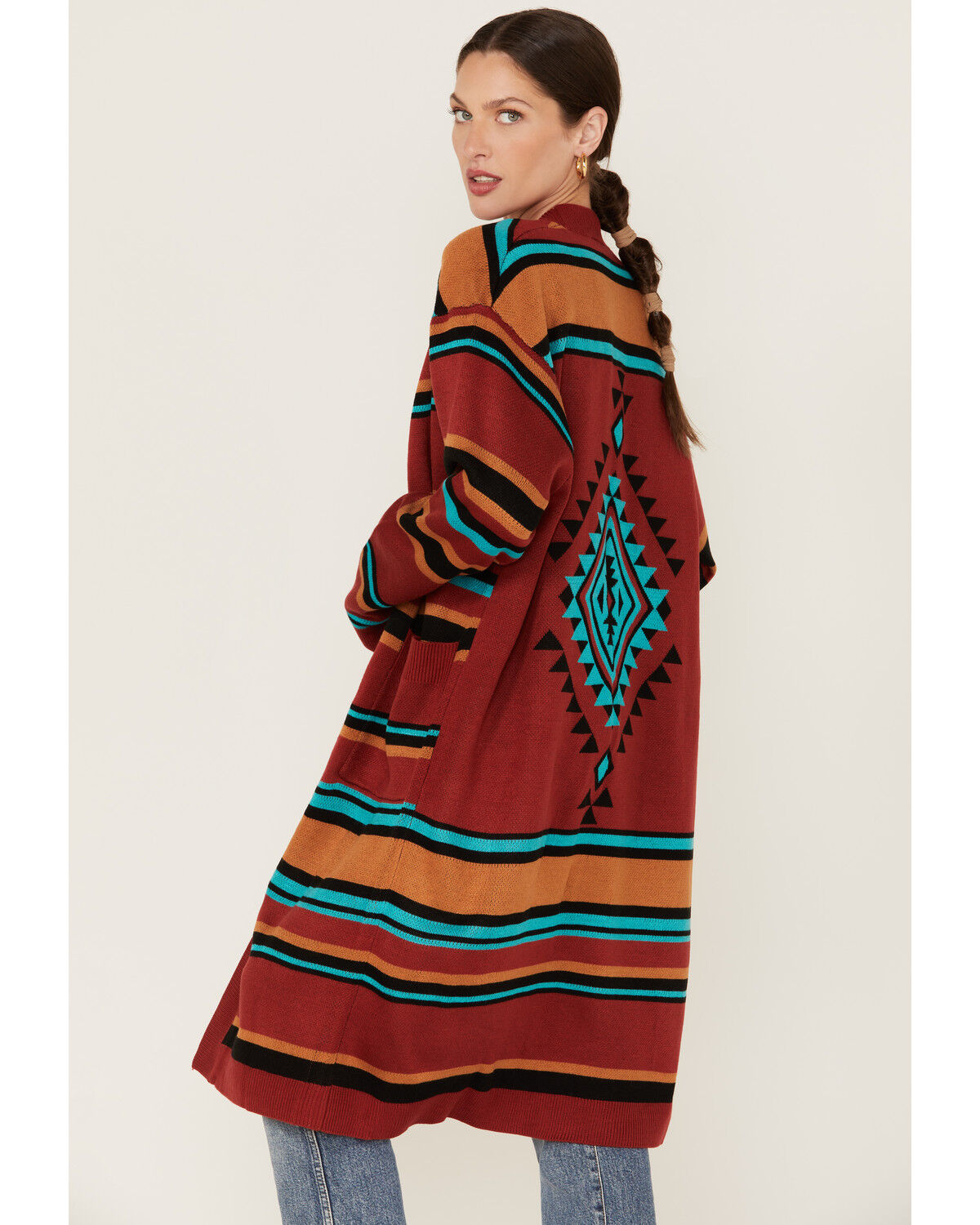 Image #4 - Wrangler Women's Southwestern Stripe Print Duster, Rust Copper, hi-res