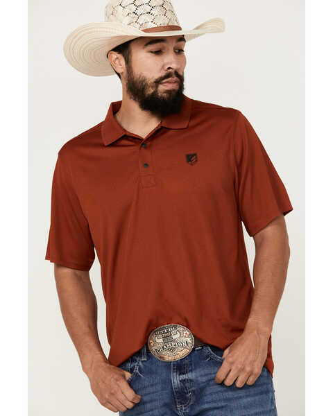 Image #2 - RANK 45® Men's Laredo Short Sleeve Polo Shirt , Dark Orange, hi-res