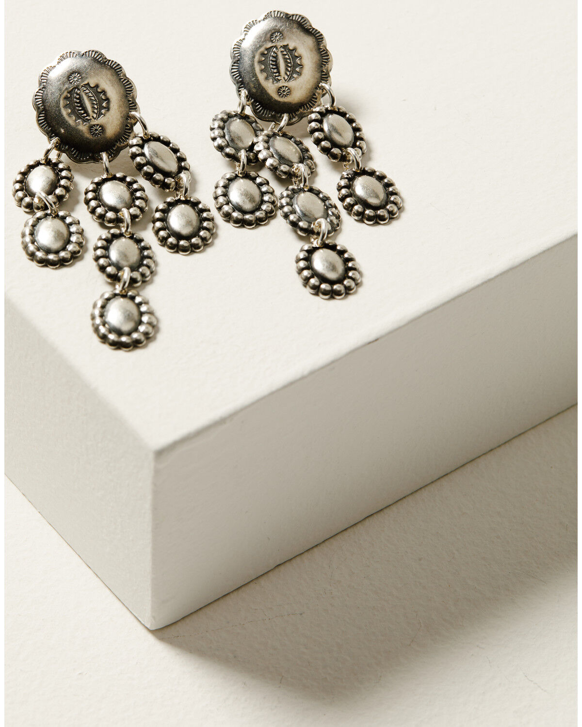 Image #2 - Paige Wallace Women's Silver Concho Dangle Earrings, Turquoise, hi-res