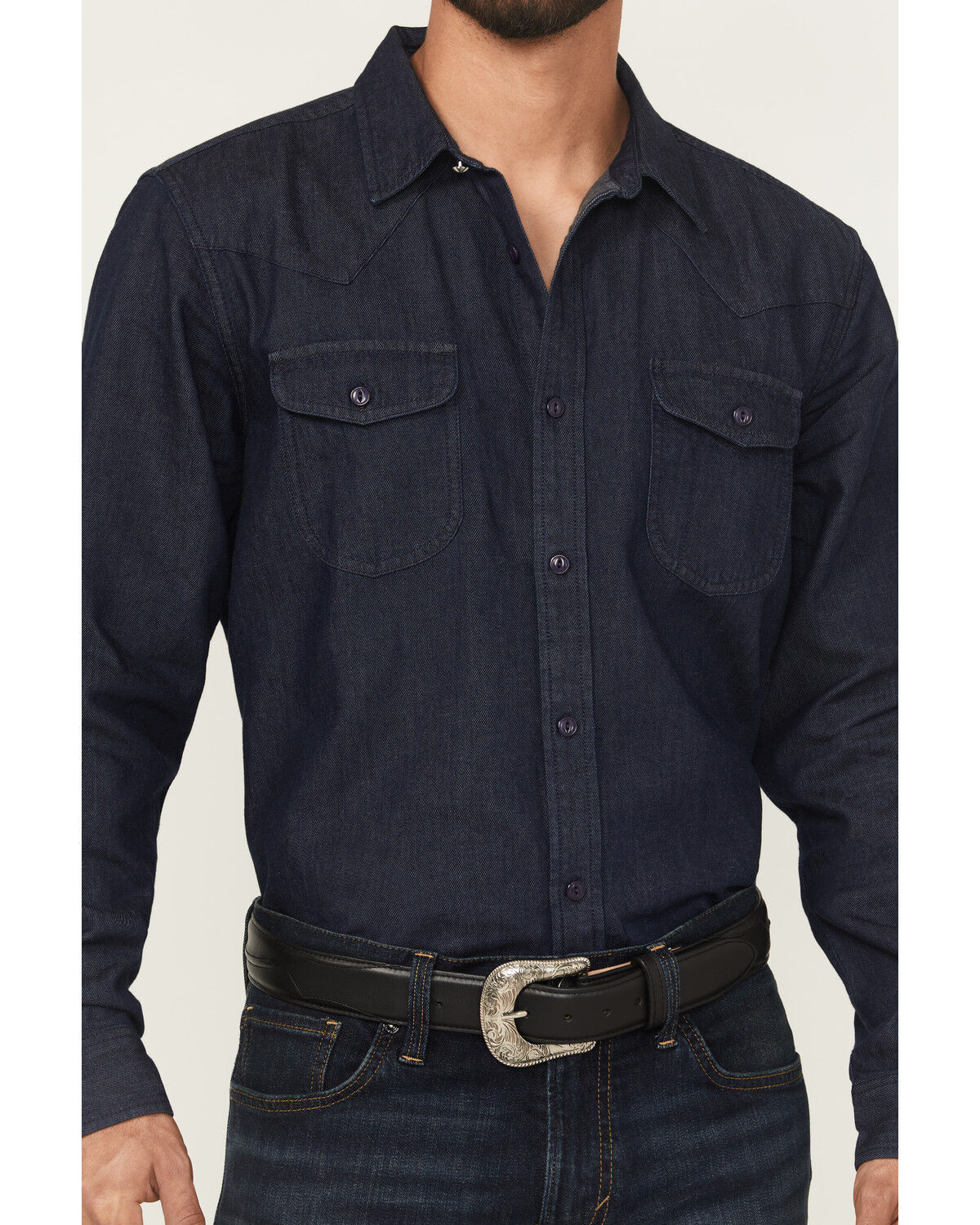 Image #3 - Cody James Black 1978® Men's Mamba Dark Wash Denim Long Sleeve Button-Down Western Shirt, Dark Wash, hi-res