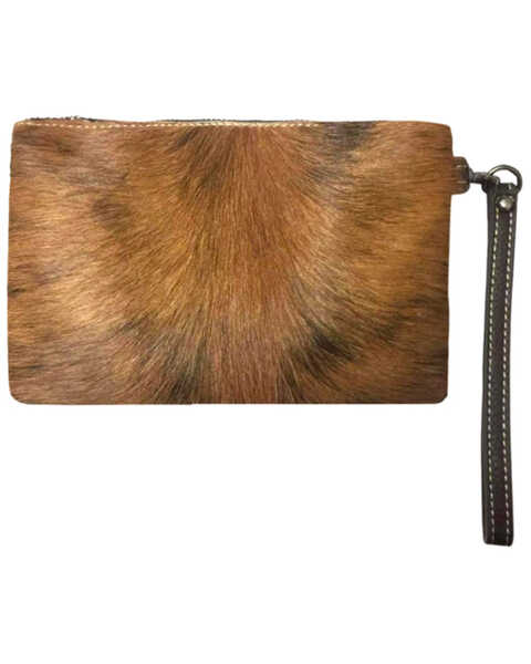 Montana West Women's Hair-On Coffee Crossbody Clutch Leather Handbag, Coffee, hi-res