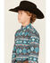 Image #2 - Ariat Boys' Classic Southwestern Striped Long Sleeve Button-Down Western Shirt, Teal, hi-res