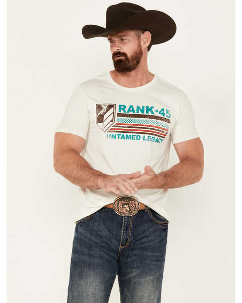 Image #1 - RANK 45® Men's Untamed Logo Short Sleeve Graphic T-Shirt , White, hi-res