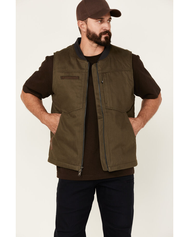 Wrangler Riggs Men's Loden Insulated Tough Layer Zip-Front Work Vest , Olive, hi-res