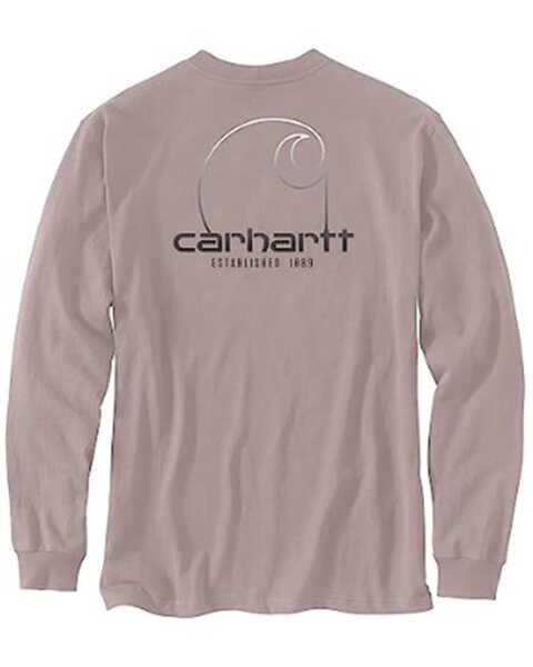 Image #1 - Carhartt Men's Loose Fit Heavyweight Long Sleeve Pocket Work T-Shirt, Tan, hi-res