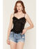 Image #1 - Miss Me Women's Lace Trim Bow Cami, Black, hi-res