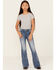 Image #3 - Miss Me Girls' Light Wash Wing Pocket Bootcut Stretch Denim Jeans, Blue, hi-res