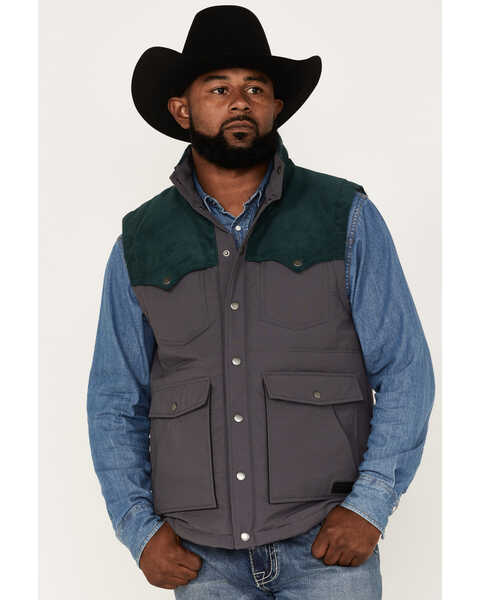Image #1 - Rock & Roll Denim Men's Vintage 46 Color Block Vest, Charcoal, hi-res