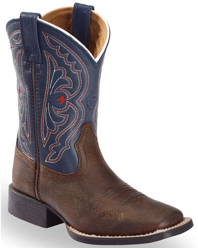 brown and blue ariat boots